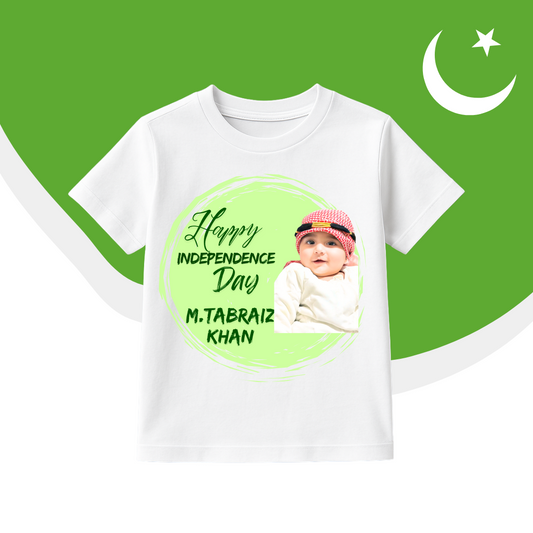 Happy independence Custom Name with Picture Baby Shirt round | Azadi Shirt